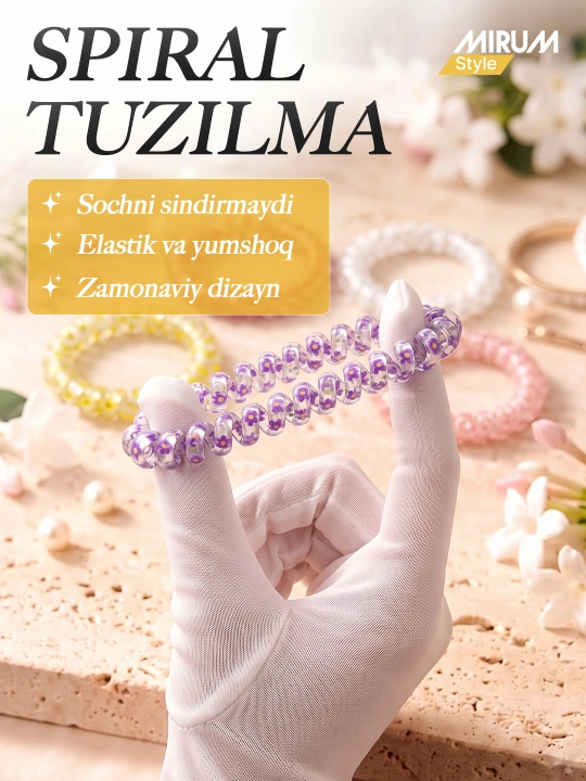 Soch uchun spiral rezinkalar ayollar va qizlar uchun aksessuarlar