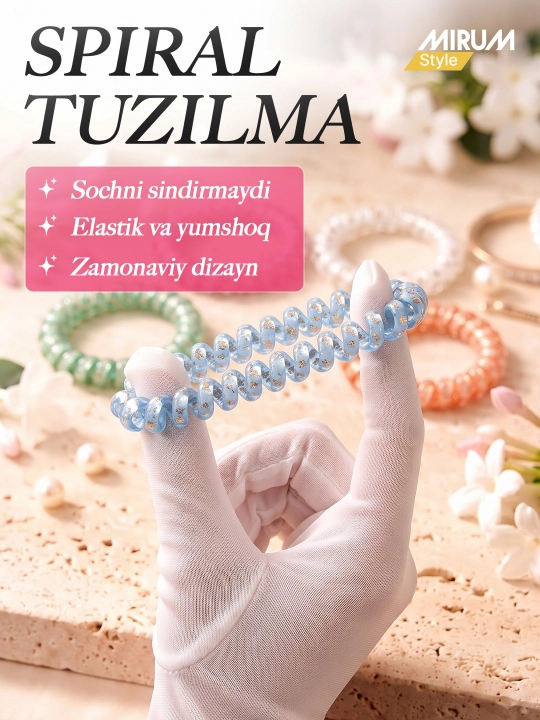 Soch uchun spiral rezinkalar ayollar va qizlar uchun aksessuarlar