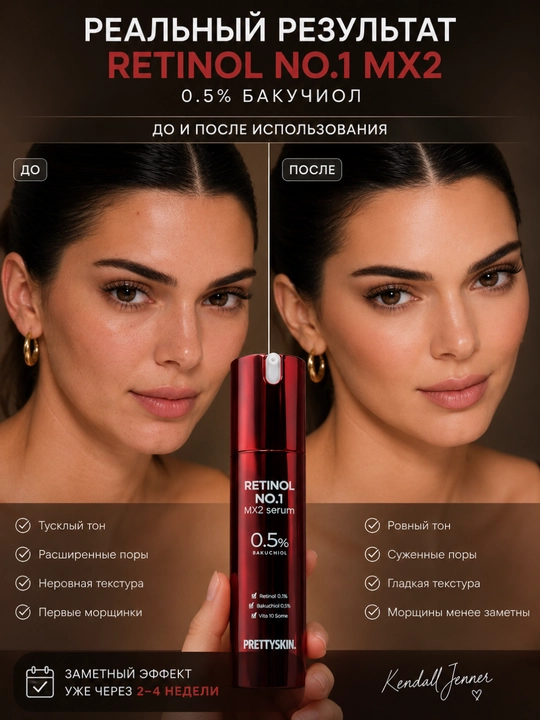 Сыворотка для лица PRETTYSKIN Retinol NO.1 MX2 с бакучиолом 0,5%