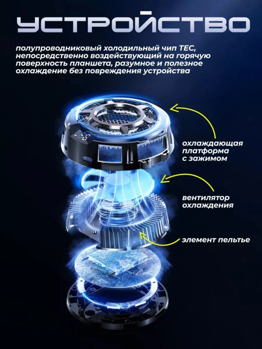 Planshet va telefon uchun kuler magnitli sovutgich, smartfon va gadjetlarni sovutish uchun