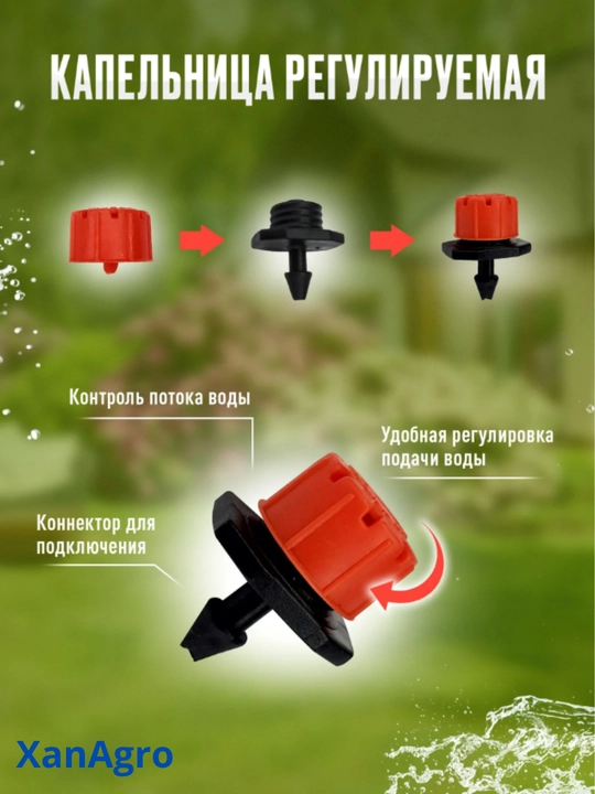 Регулируемый микроразбрызгиватель — радиус 40 см, 360°, 0–70 л/ч