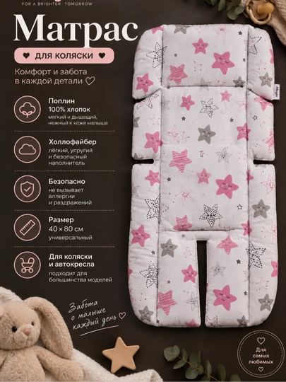 Матрас для детской коляски, для автокресла, матрас на шезлонг, на стульчик