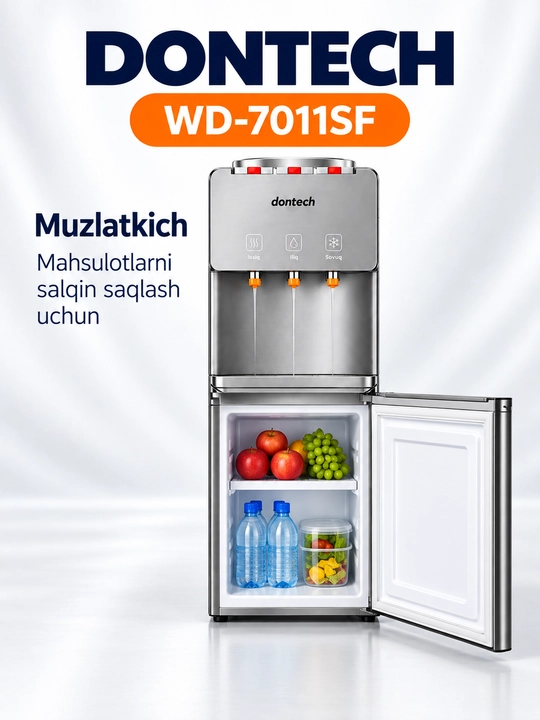 Dontech WD-7011SF muzlatkichli suv dispenseri, issiq, iliq va sovuq suv