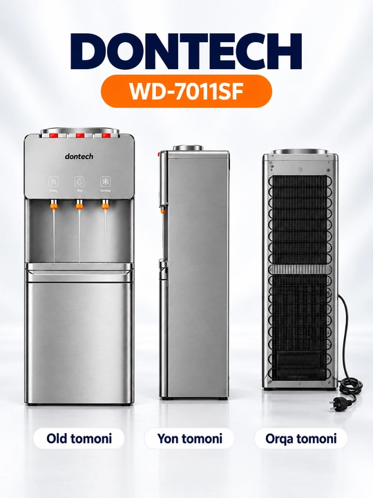Dontech WD-7011SF muzlatkichli suv dispenseri, issiq, iliq va sovuq suv