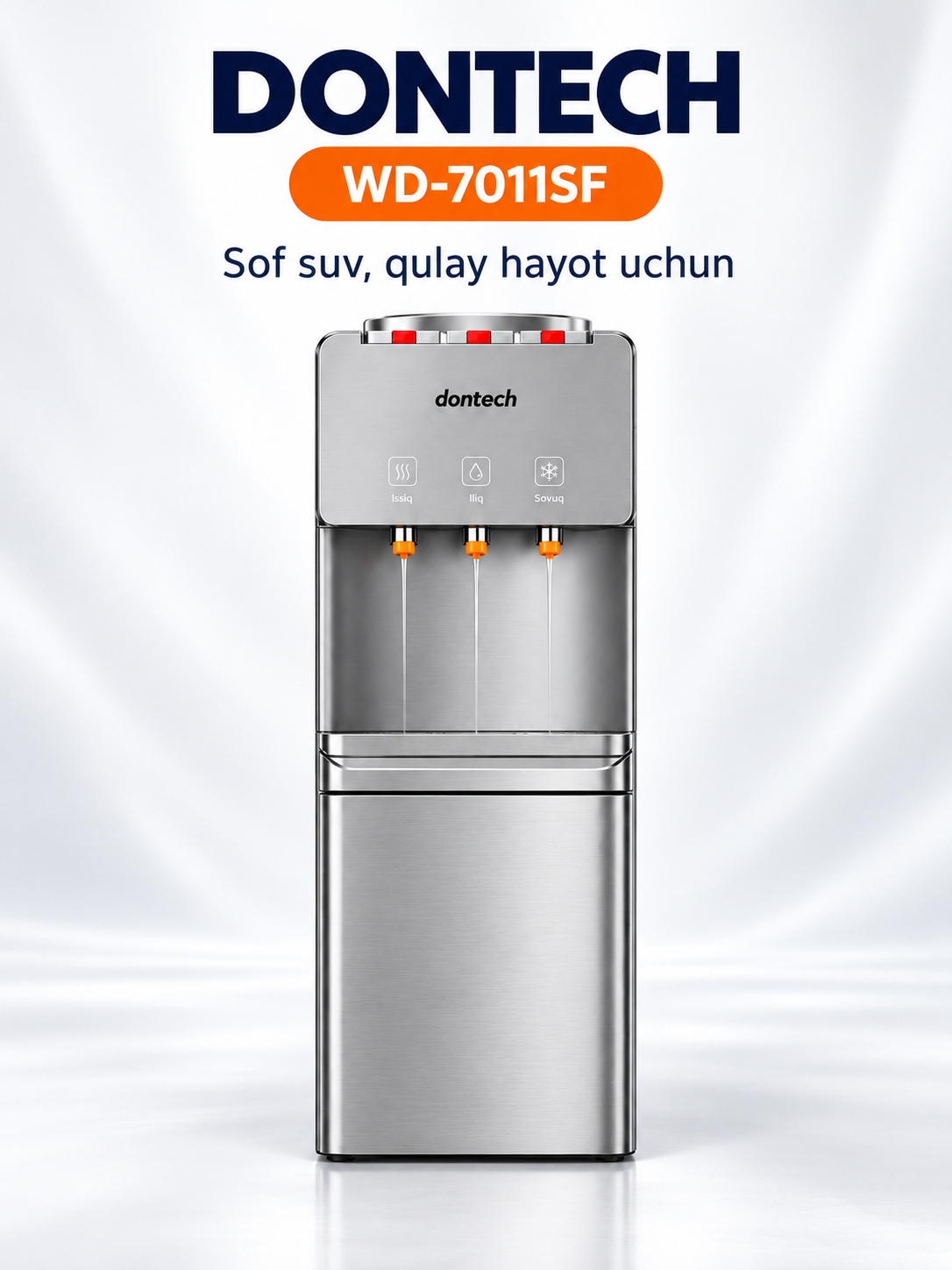 Dontech WD-7011SF muzlatkichli suv dispenseri, issiq, iliq va sovuq suv - 