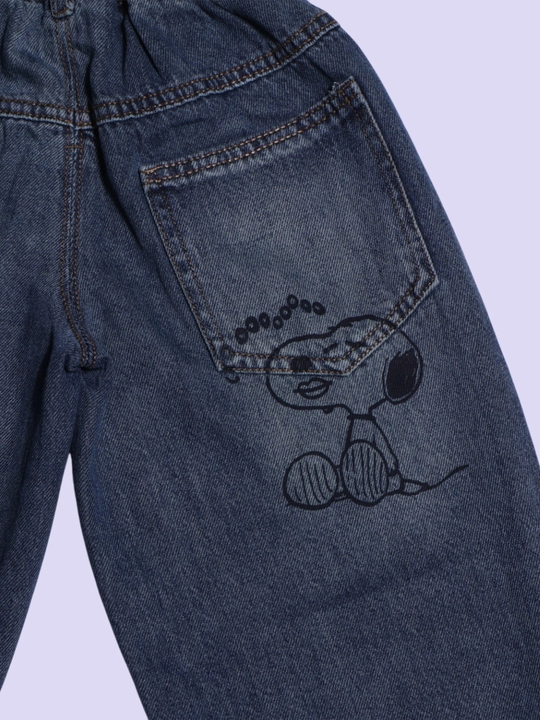 Джинсы для мальчика, повседневная одежда для мальчика, принт Snoopy сзади, 90-120 см