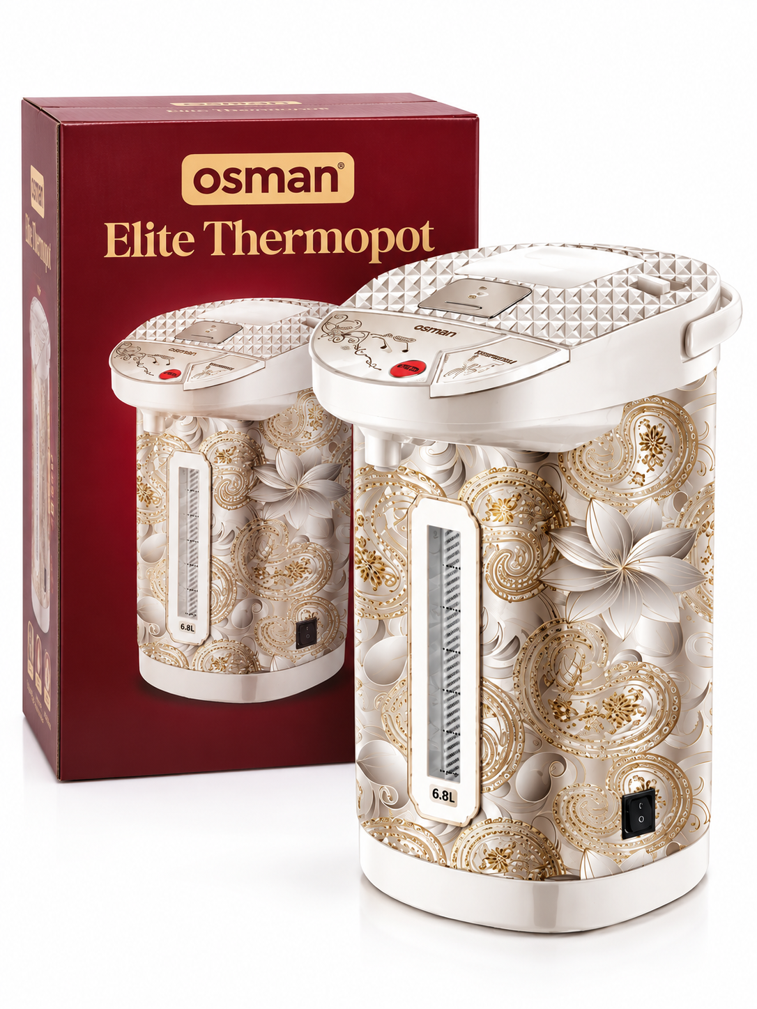 Термопот Osman Elite OS-680 6,8 л, 360°, повторное кипячение, защита от детей - 