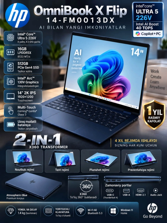 HP OMNIBOOK X FLIP 14-FM0013DX - 
