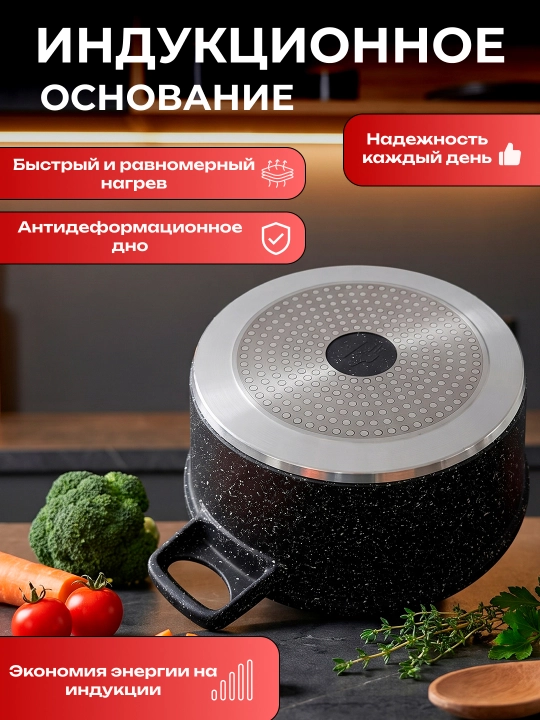 Казан UAKEEN, кастрюля, стеклянная крышка, гранитное антипригарное покрытие, 4,5/5,4/6,5 л
