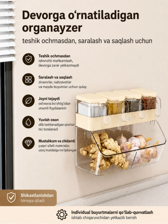 Ziravorlar va sabzavotlar uchun zamonaviy devor organayzeri - 