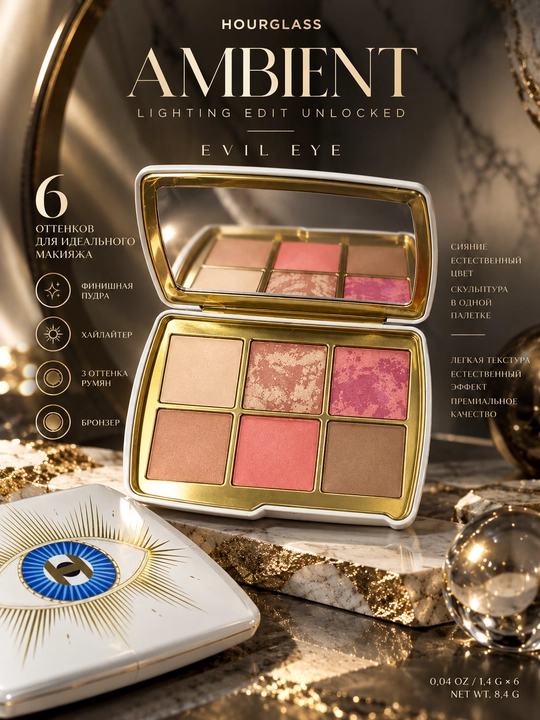 Hourglass Ambient Lighting Edit Unlocked Evil Eye — палетка для лица, 8,4 г - 