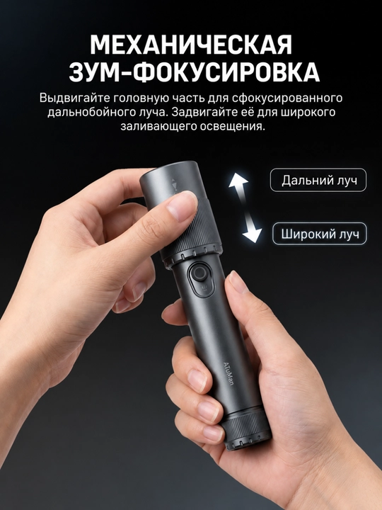 Duka ATuMan DUKA Lite 1, компактный светодиодный фонарик с возможностью масштабирования