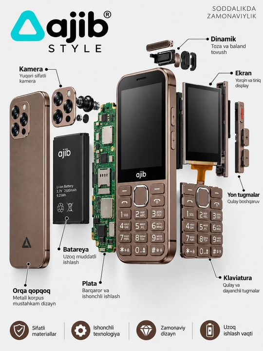 Ajib Style tugmali telefon