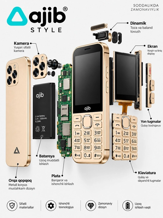 Ajib Style tugmali telefon