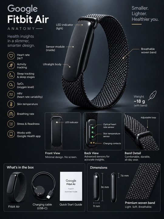 Фитнес-браслет Google Fitbit Air, трекер здоровья и активности - 