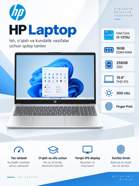 Ноутбук  HP LAPTOP i3-1315U DDR4 16GB 256GB 15,6 FHD IPS - 