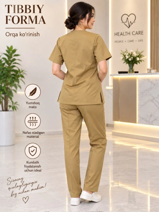 Медицинский костюм Scrub — дышащая ткань, удобная форма для врачей и медсестер