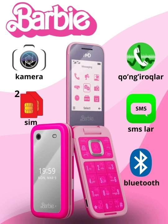 NOKIA Barbie – 2 ta SIM kartali, kamerali, Bluetoothli telefon
