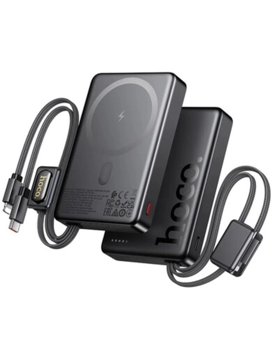 HOCO Q56 Power Bank 10000 мАч, магнитный, беспроводная зарядка 15W, 2 кабеля - 