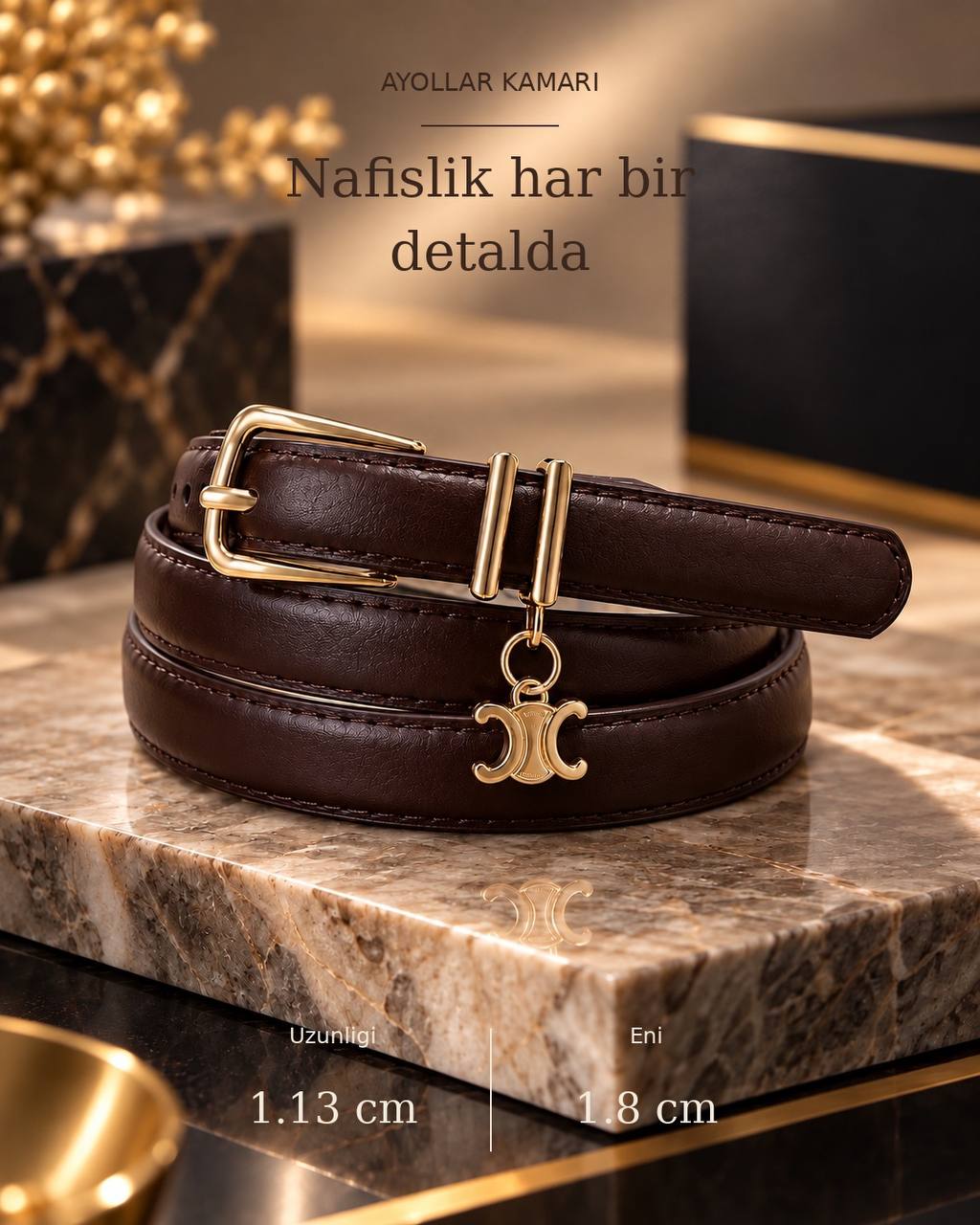 Классический, элегантный тонкий ремень - 