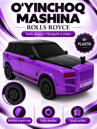 Rolls-Royce uslubidagi o‘yinchoq mashina, bolalar uchun plastik avtomobil, sovg‘a - 