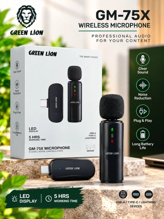 Green lion simsiz mikrafon Wirelles 3darajali shovqini pasaytirish - 