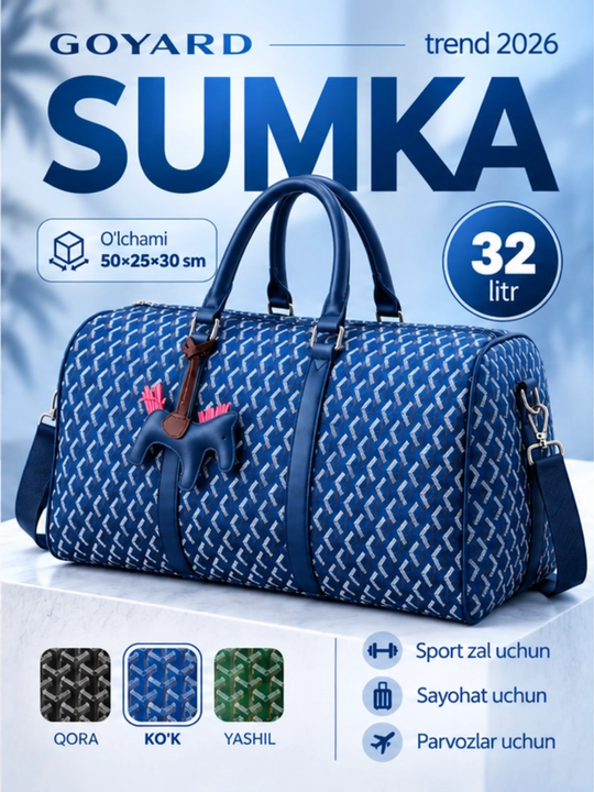 Goyard sport zal sumkasi,  sayohat uchun sumka, charm - 