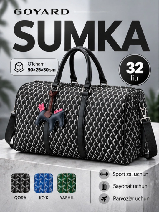 Goyard sport zal sumkasi,  sayohat uchun sumka, charm - 