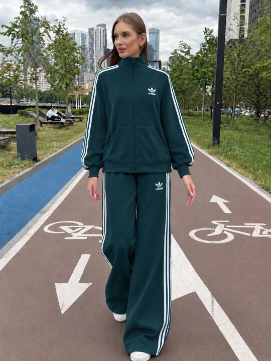 Ayollar uchun sport kostyumi dvoyka, oversize olimpiyka va keng shim, 2 ip HB trikotaj