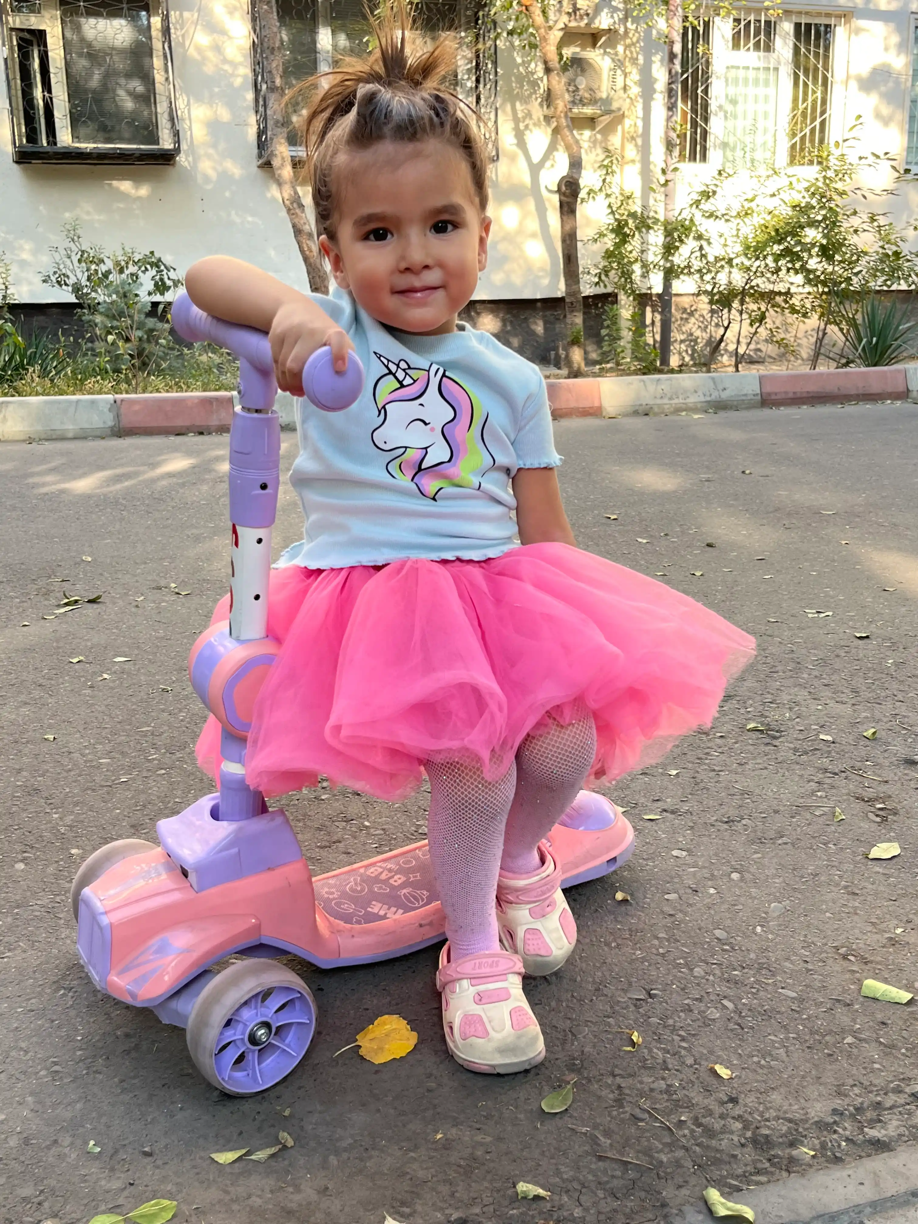 9 oylik-3 yoshli qizlar yubkasi  Minnie pomponli va applikatsiyali Fatin bolalar yubkasi