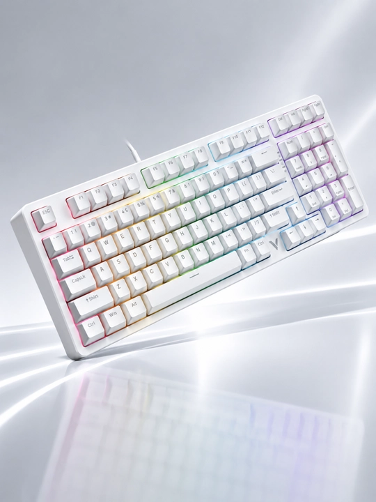 V500PRO-98 White mexanik geymer klaviaturasi, RGB, 98 tugma, USB Type-C, oq