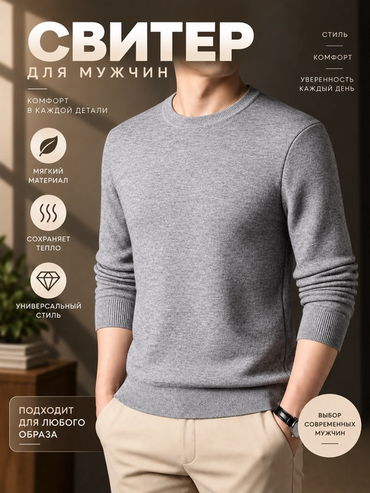 Мягкие мужские свитеры, американка, приятный к телу, большие размеры, L–4XL - 