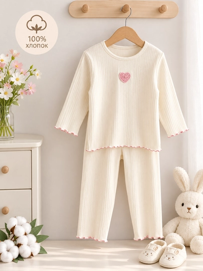Qizlar uchun paxtali pijama, uy kiyimi - 