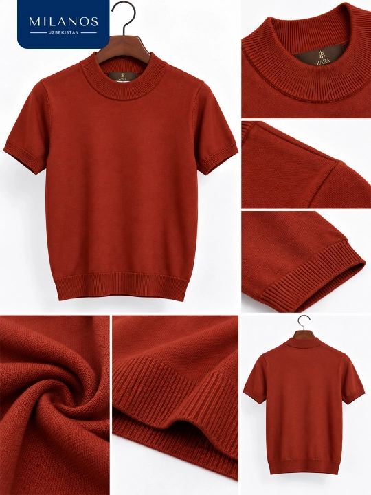 Erkaklar amerikanka sviteri MILANOS kalta yengli stoyka yoqali kuz-qish
