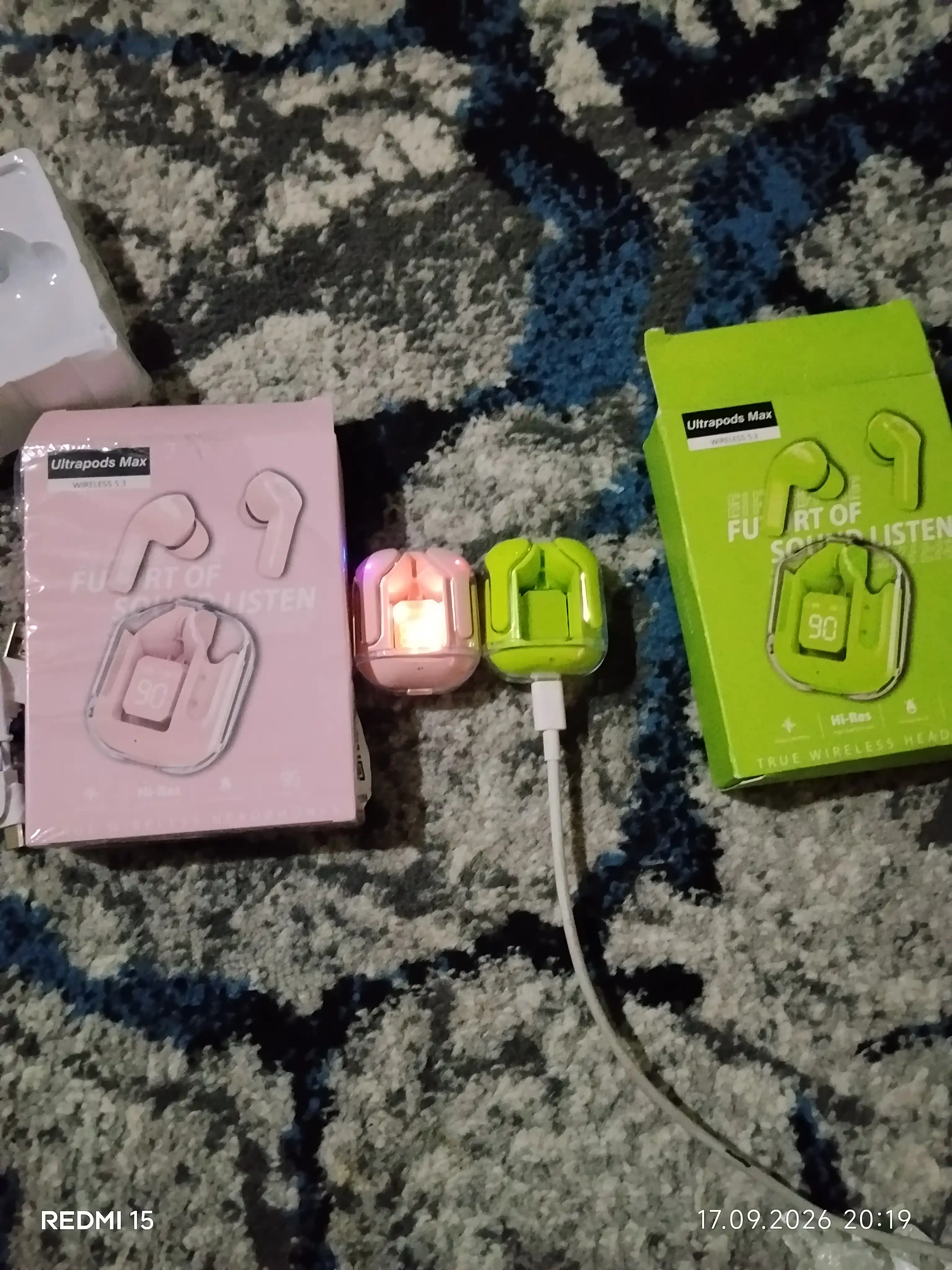 AIBT TWS Bluetooth 5.3 Simsiz Naushnik, LED Displeyli Type-C Zaryadlash Qutisi