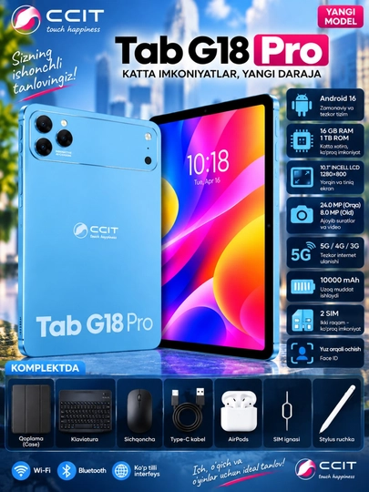 CCIT Tab G18 Pro 10.1", 16/1TB, 5G, Android 16, 2 SIM