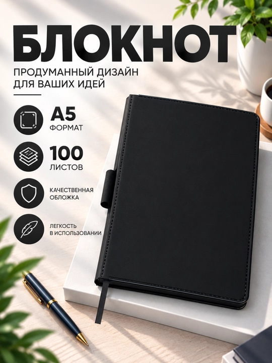 Блокнот в клетку А5, 100 листов, 145 мм * 210 мм, для мужчин и женщин - 