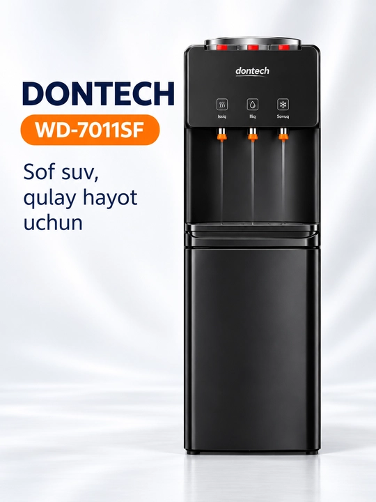 Dontech WD-7011SF muzlatkichli suv dispenseri, issiq va sovuq suv, qora rang - 