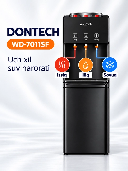 Dontech WD-7011SF muzlatkichli suv dispenseri, issiq va sovuq suv, qora rang
