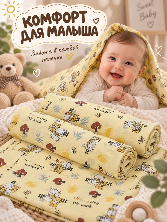 Пелёнка для новорождённых, детская простыня, поплин, 100% хлопок, 110×110 см - 