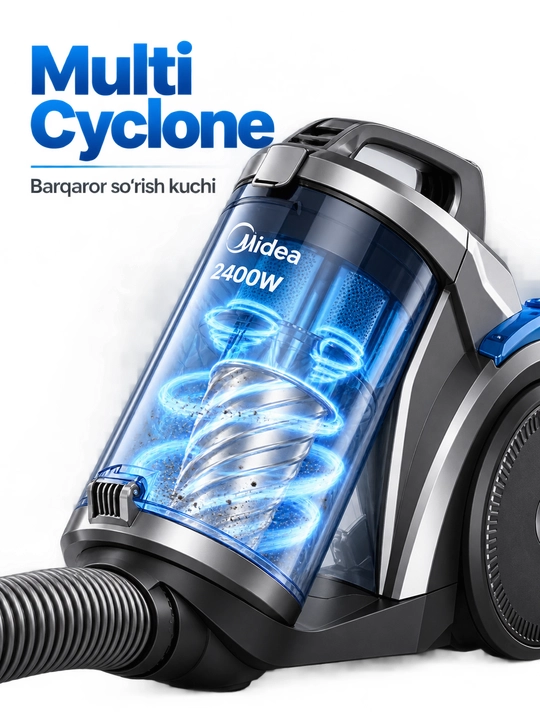 Midea MC14KYBG changyutgichi, 2400 W, 3 l konteyner, Multi Cyclone, HEPA
