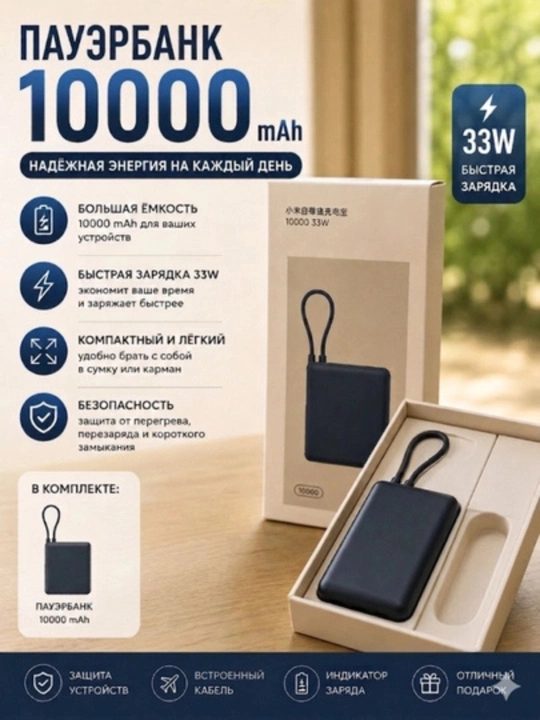 Powerbank Xiaomi X4 с быстрой зарядкой 33 Вт, 10000 мАч внешний аккумулятор - 