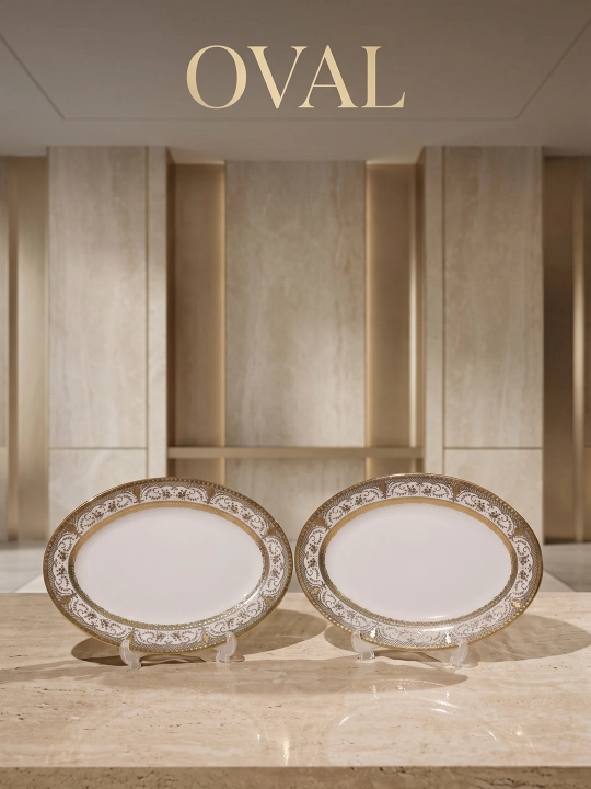 Premium oltin bezakli chinni dasturxon to‘plami – 32+1 dona
