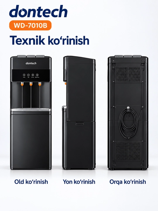 Dontech WD-7010B suv kuleri, pastdan suv idishi o‘rnatiladigan, issiq, iliq va sovuq suvli