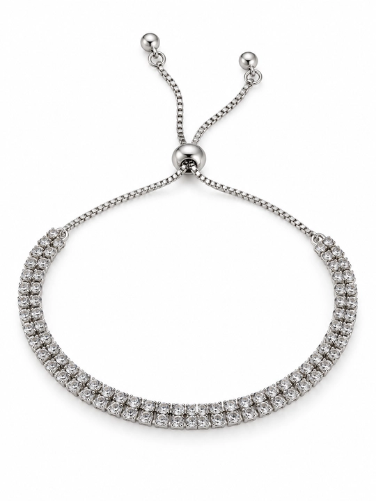 Женский теннисный браслет с цирконами, регулируемая длина - 