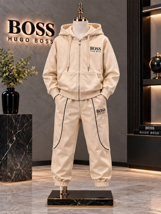 BOSS o‘g‘il bola uchun "ikki" kostyumi, sport to‘plami, to‘q sariq poliester