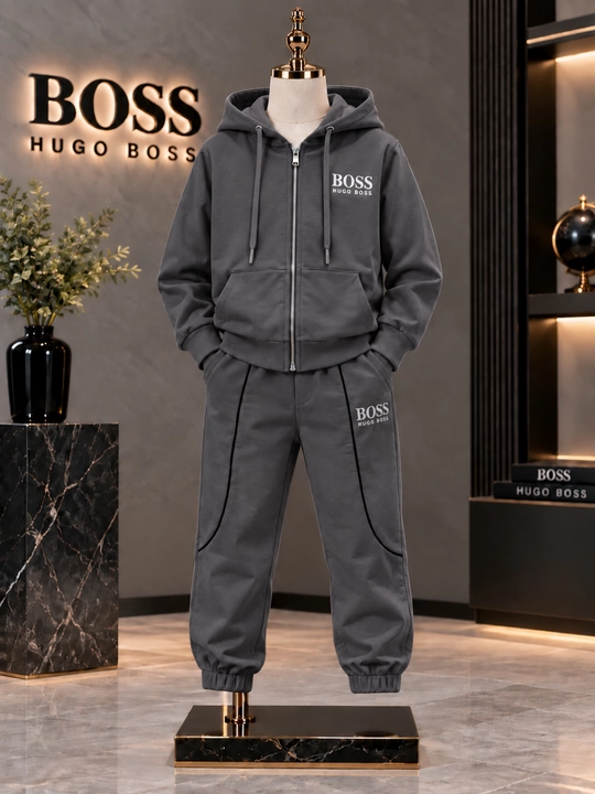 BOSS o‘g‘il bola uchun "ikki" kostyumi, sport to‘plami, to‘q sariq poliester