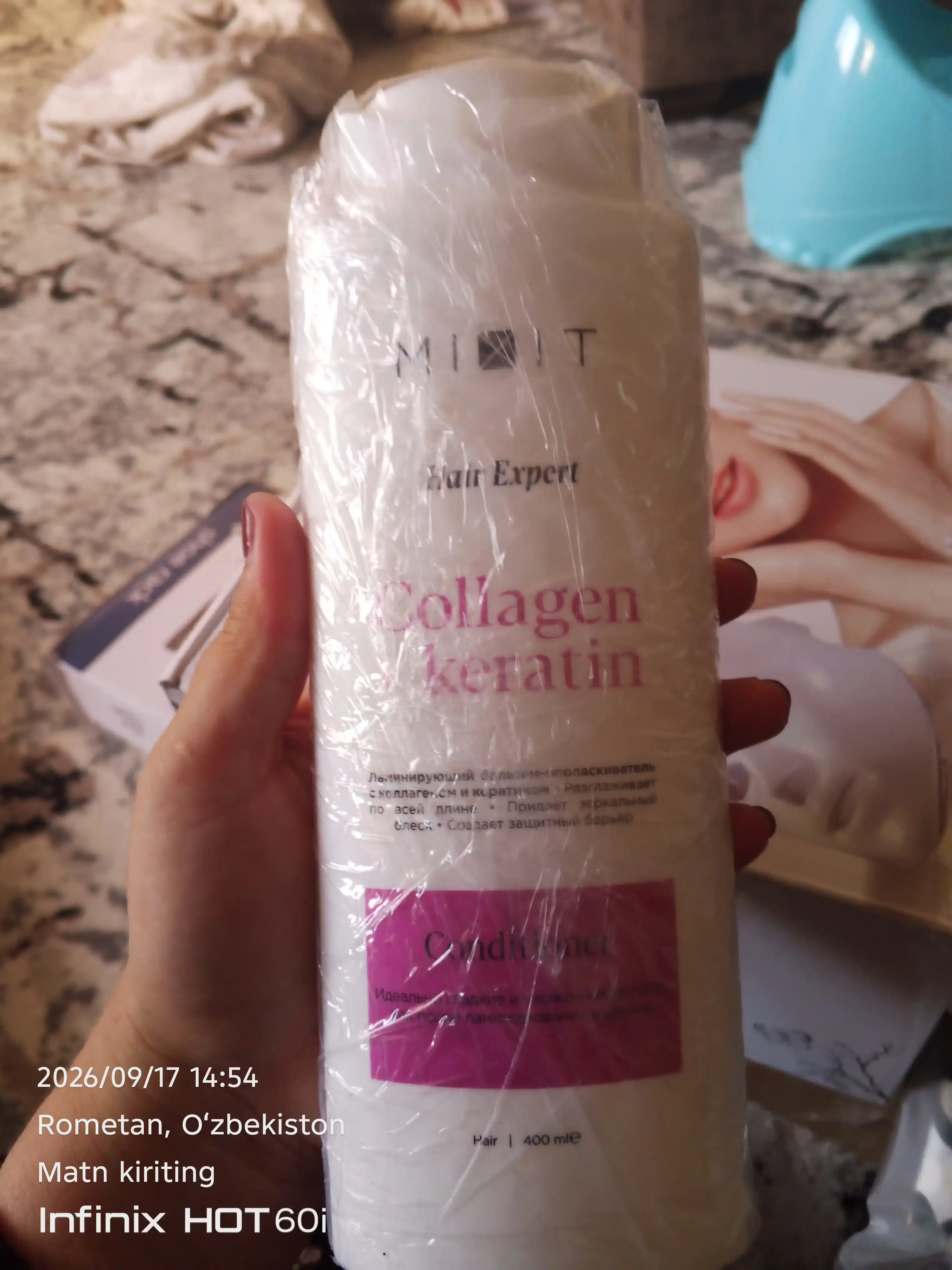 MIXIT Kollagen va keratin bilan laminatsiya qiluvchi balzam-konditsioner 400 ml