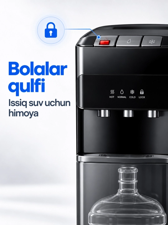 Rulis BLB8-BLACK suv dispenseri, polga o‘rnatiladigan, pastki yuklash, issiq va sovuq suv