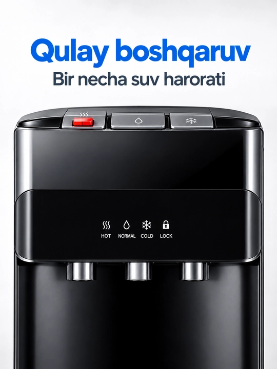 Rulis BLB8-BLACK suv dispenseri, polga o‘rnatiladigan, pastki yuklash, issiq va sovuq suv